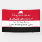 Banderoles Simple Red Black White Graduation Party (Horizontal)
