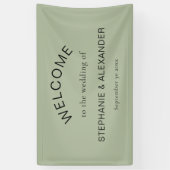 Banderoles Simple Sage Green Custom Bienvenue au Mariage (Vertical)