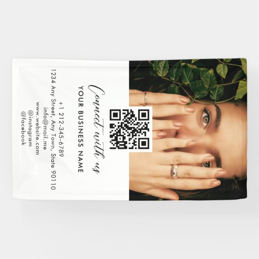 Banderoles Simple Script Connect Avec Nous Photo QR Code Prom (Horizontal)