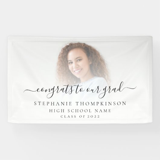 Banderoles Simple Script photo Félicitations 2022 Graduation (Horizontal)