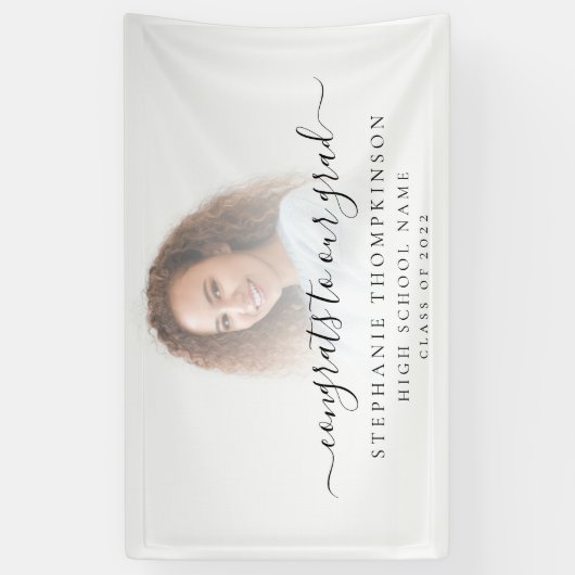 Banderoles Simple Script photo Félicitations 2022 Graduation (Vertical)