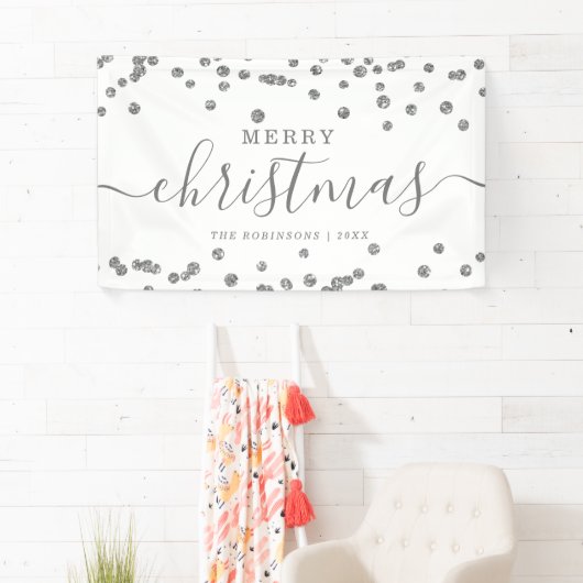 Banderoles Simple Silver Noël Parties scintillant Blanc (En situation)