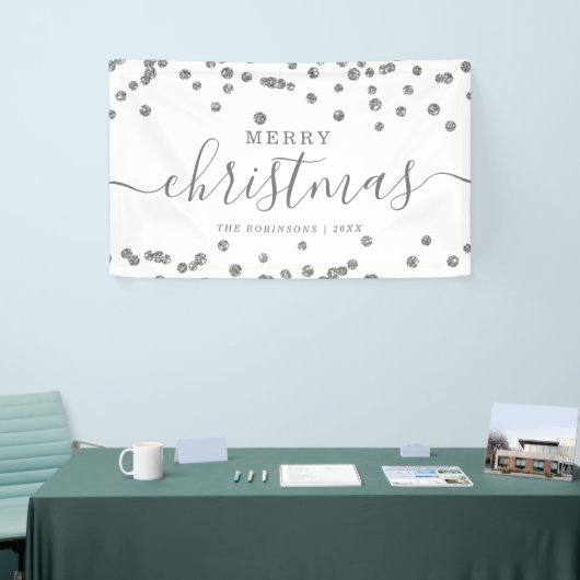Banderoles Simple Silver Noël Parties scintillant Blanc (Salon professionnel)