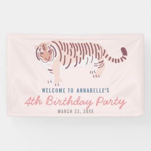 Banderoles Simple Tiger Girl Anniversaire rose