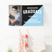 Banderoles Simple Une Photo Black Light Blue 2022 Graduation (En situation)
