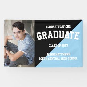 Banderoles Simple Une Photo Black Light Blue 2022 Graduation