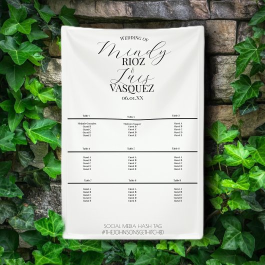 Banderoles Simple Wedding Script Black Menu