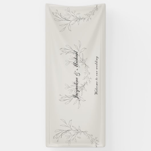 Banderoles Simply Elegant Script Cream Bienvenue dans notre M (Vertical)