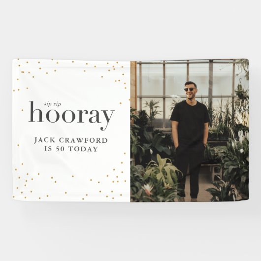 Banderoles Sip sip honore moderne élégant anniversaire fête (Horizontal)