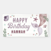 Banderoles Sirène Anniversaire de enfant Mer pourpre (Horizontal)