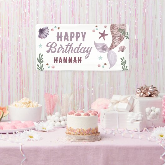 Banderoles Sirène Anniversaire de enfant Mer pourpre (Fête)