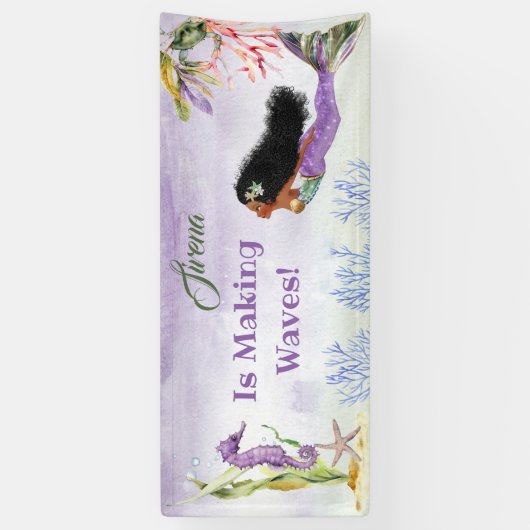 Banderoles Sirène de couleur Ethnic Seahorse Crab Purple Bann (Vertical)