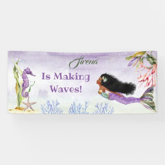 Banderoles Sirène de couleur Ethnic Seahorse Crab Purple Bann (Horizontal)