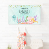 Banderoles Sirène et méduse sous l'aquarelle marine (En situation)