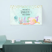 Banderoles Sirène et méduse sous l'aquarelle marine (Salon professionnel)