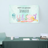 Banderoles Sirène et méduse sous l'aquarelle marine (Salon professionnel)