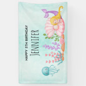 Banderoles Sirène et méduse sous l'aquarelle marine (Vertical)