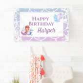 Banderoles Sirène rose pourpre sous la mer Anniversaire (En situation)