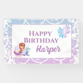 Banderoles Sirène rose pourpre sous la mer Anniversaire (Horizontal)