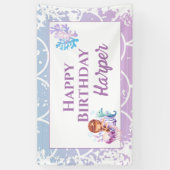 Banderoles Sirène rose pourpre sous la mer Anniversaire (Vertical)