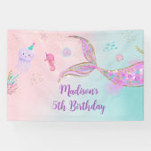 Banderoles Sirène sous la mer rose violet Anniversaire (Horizontal)
