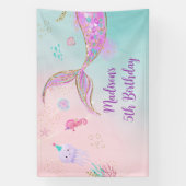 Banderoles Sirène sous la mer rose violet Anniversaire (Verticale)