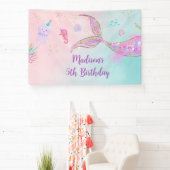 Banderoles Sirène sous la mer rose violet Anniversaire (Insitu)