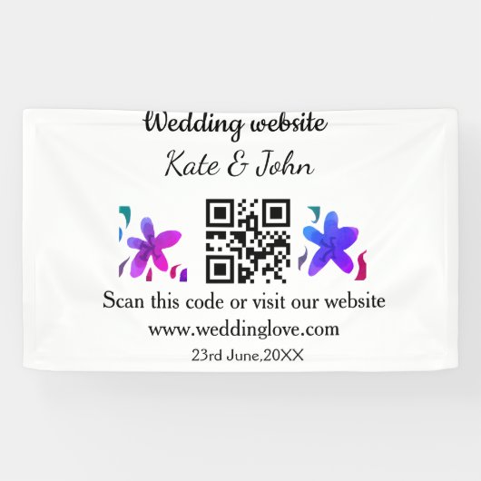 Banderoles Site web mariage minimal simple Q R code ajouter n (Horizontal)