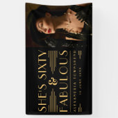 Banderoles Sixty & Fabulous Art Deco Photo 60th Birthday (Vertical)