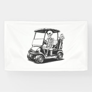 Banderoles Skeletal Golfer Crâne Jouer Golf