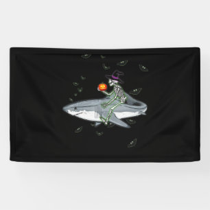 Banderoles Skeleton équitation requin - Drôle cadeau Hallowee