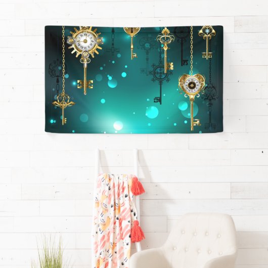 Banderoles Skeleton Keys on Green Background (En situation)