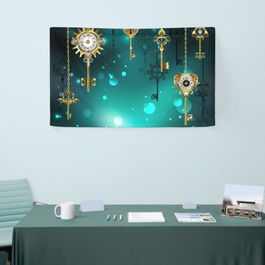 Banderoles Skeleton Keys on Green Background (Salon professionnel)