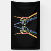 Banderoles Skeleton Rock Main LGBTQ Cool Rainbow Flag Gay (Vertical)