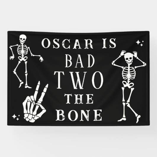 Banderoles Skull Skeleton Bad to the Bone 2nd Birthday (Horizontal)
