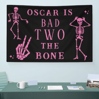 Banderoles Skull Skeleton Bad to the Bone 2nd Birthday 