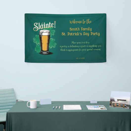 Banderoles Slàinte ! Saint Patrick's Day Pint of Beer on Gree (Salon professionnel)