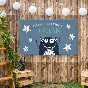 Banderoles Slate Little Monster Personalized Birthday Party