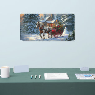 Banderoles Sleigh Père Noël à cheval de Noël