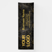 Banderoles Slogan d'affaires en marbre noir et or (Verticale)