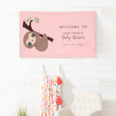 Banderoles Sloth Baby shower rose Bienvenue mignonne Jungle P (En situation)