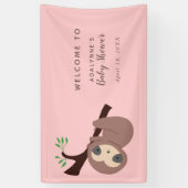 Banderoles Sloth Baby shower rose Bienvenue mignonne Jungle P (Vertical)