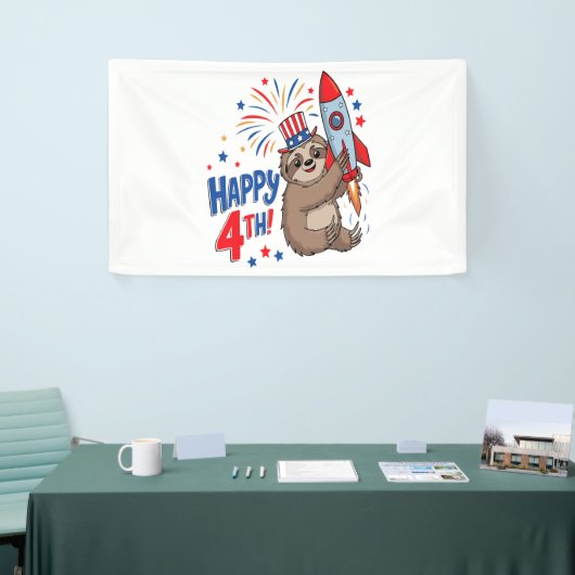 Banderoles Sloth Happy 4th Rocket Fireworks USA (Salon professionnel)