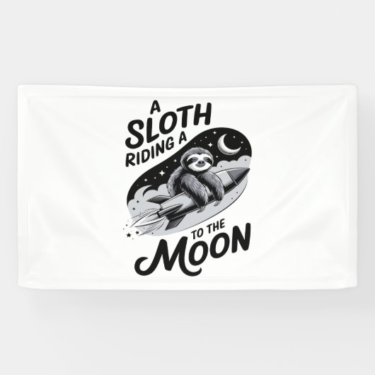 Banderoles Sloth Riding a Rocket to the Moon (Horizontal)