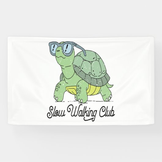 Banderoles Slow Walking Club Cute Funny Turtle (Horizontal)