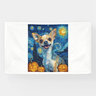 Banderoles smiling chihuahua dog starry night by Van Gogh fin