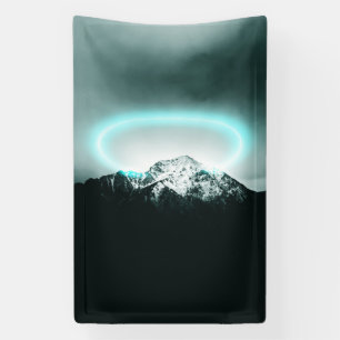 Banderoles Snowy mountain mysterious blue neon light
