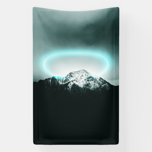 Banderoles Snowy mountain mysterious blue neon light (Verticale)