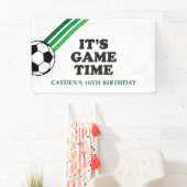 Banderoles Soccer Green Stripes Jeu Heure Anniversaire (En situation)