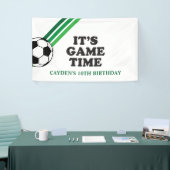 Banderoles Soccer Green Stripes Jeu Heure Anniversaire (Salon professionnel)